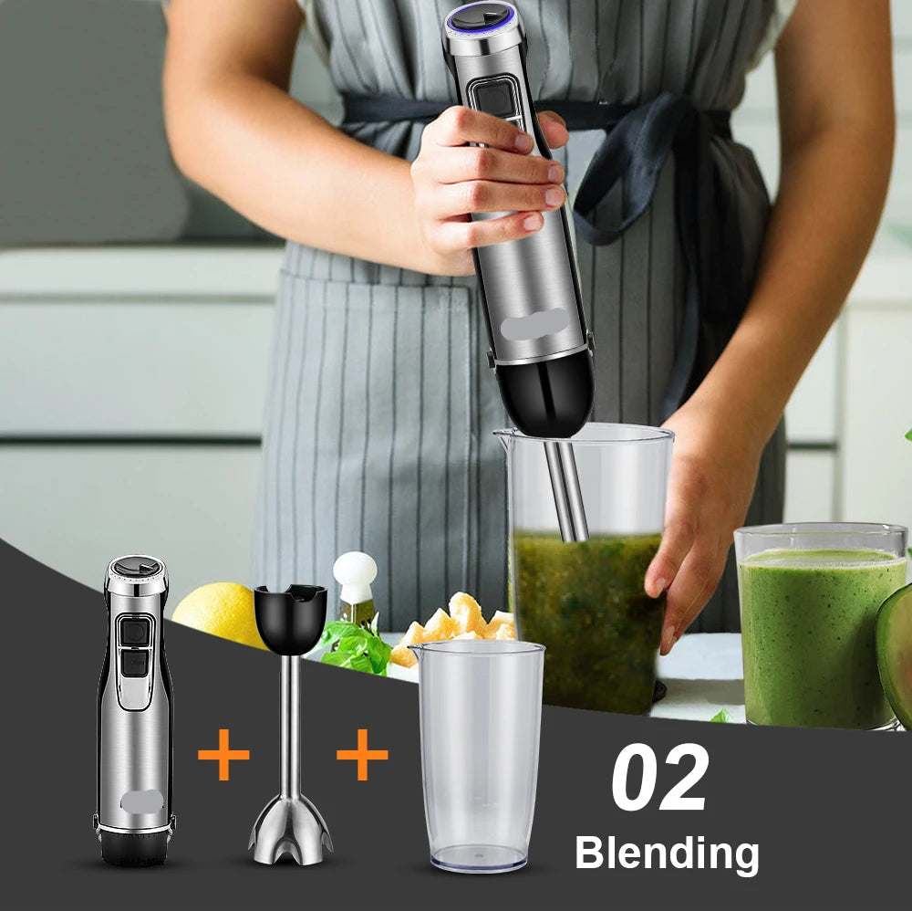 4-in-1 Krachtige Staafmixer –  Staafmixer set - Blender - Hakmolen & Smoothiebeker - 1200W - Hand Blender