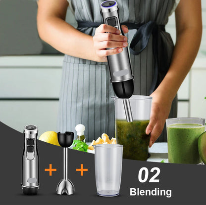 4-in-1 Krachtige Staafmixer –  Staafmixer set - Blender - Hakmolen & Smoothiebeker - 1200W - Hand Blender