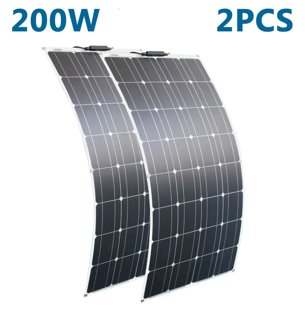 Zonnepaneel - Zonnepanelen - Monokristallijne - Flexibel - Buigzaam - Waterdicht - Lichtgewicht - 200W - 2stuk - voor Dak - Boot - Caravan - Off Grid Systeem
