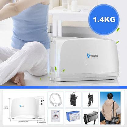 Varon - Zuurstofcilinder - Varon - 3L/min - 45dB - 30W - 15V - Met batterij - EU-stekker - Zorgvuldig ontworpen - Wit - QUORE