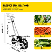 Multifunctionele Hand-Push Zaaimachine - Precisie Gazonstrooier - 6 Zaaiplaten - Instelbare Rijmakering - 78-84 cm - Verschillende Gewassen - Zilver - QUORE