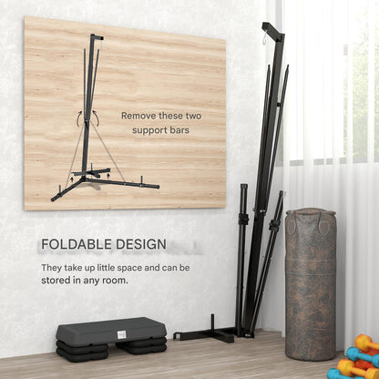 Bokszakstandaard - Bokszak Ophangsysteem - Bokspaal - Opvouwbare Voet - Stevig - Duurzaam - Staal - 170 x 90 x 182-225 cm - Zwart