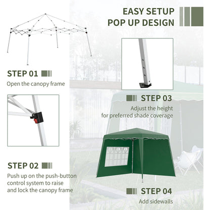 Paviljoen - Tuinpaviljoen - Partytent - Tuintent - Pop-up Kliksysteem - Stabiel Opvouwbaar - Waterdicht - Winterbestendig - met 2 Zijwanden - Oxford-stof - 2.89 x 2.89 m - Groen