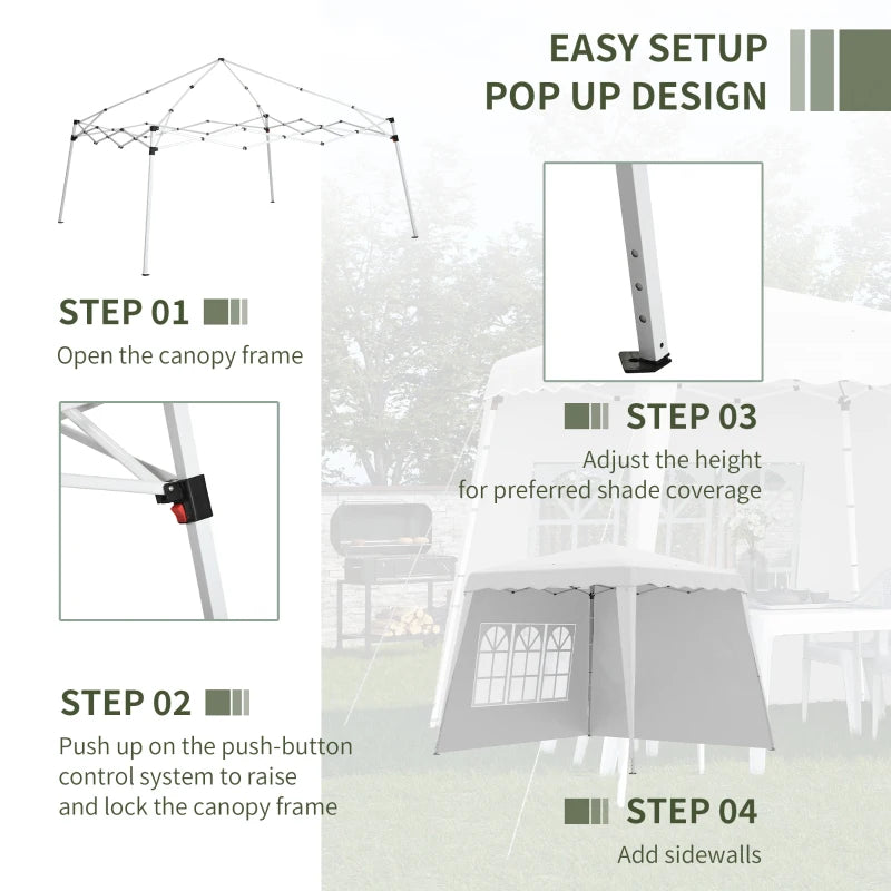 Paviljoen - Tuinpaviljoen - Partytent - Tuintent - Pop-up Kliksysteem - Stabiel Opvouwbaar - Waterdicht - Winterbestendig - met 2 Zijwanden - Oxford-stof - 2.89 x 2.89 m - Wit