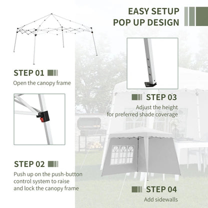Paviljoen - Tuinpaviljoen - Partytent - Tuintent - Pop-up Kliksysteem - Stabiel Opvouwbaar - Waterdicht - Winterbestendig - met 2 Zijwanden - Oxford-stof - 2.89 x 2.89 m - Wit