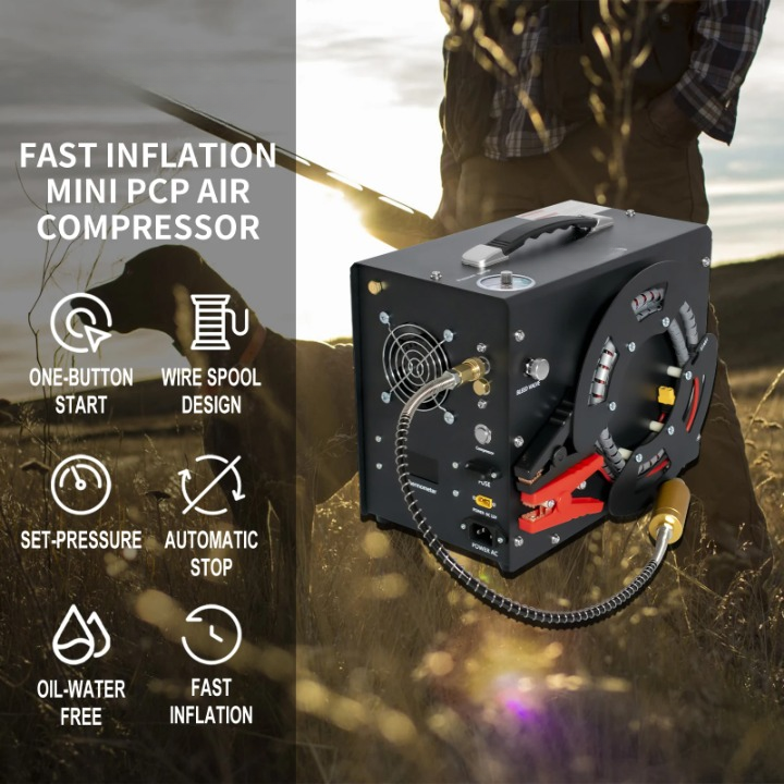 Luchtcompressor - Draagbare Luchtcompressor - Airpress Compressor - 300Bar - 4500Psi PCP - 220V - met Auto-stop Hogedrukcompressor - 12v Auto-voeding voor Geweer - QUORE