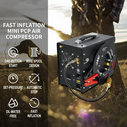 Luchtcompressor - Draagbare Luchtcompressor - Airpress Compressor - 300Bar - 4500Psi PCP - 220V - met Auto-stop Hogedrukcompressor - 12v Auto-voeding voor Geweer - QUORE