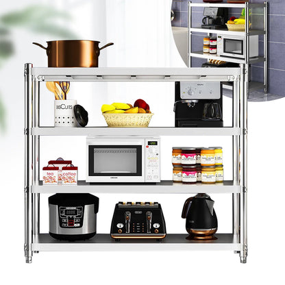 RVS Opslagrek – Roestvrijstalen Rek – Opslagrek Met Planken – Stellingkast – 120x40x150 Cm – Max Draagvermogen 50 Kg