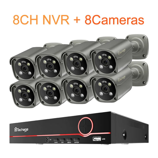 8-kanaals bewakingssysteem – beveiligingscamera set – IP camera systeem – CCTV cameraset – videobewaking pakket – AI gezichtsdetectie – full color nachtzicht & tweeweg audio - QUORE