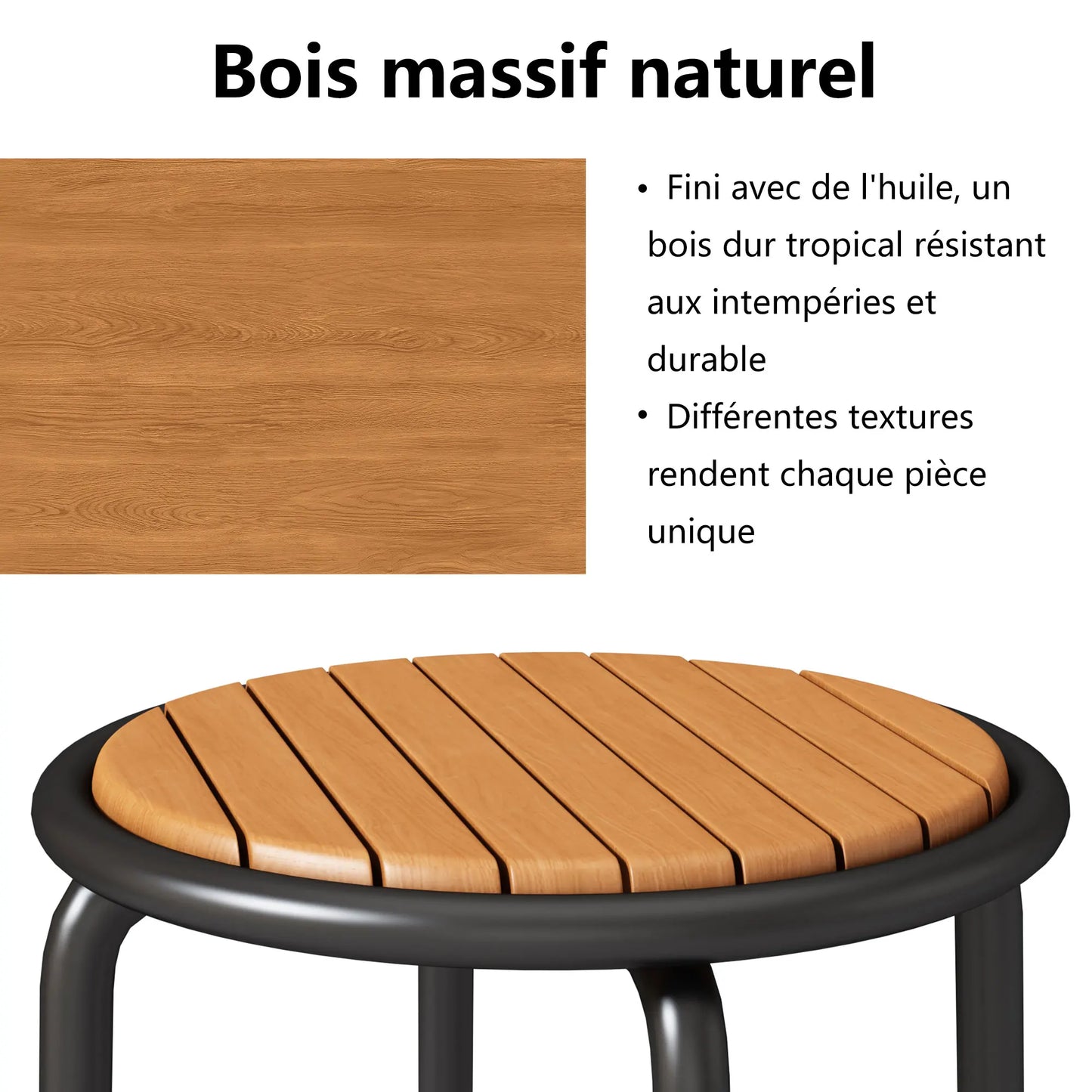 3-Delige Tuinset – Balkonset – Terrasmeubelen – Buitenmeubelset – Handgeweven Vlechtwerk – Acaciahouten Tafel