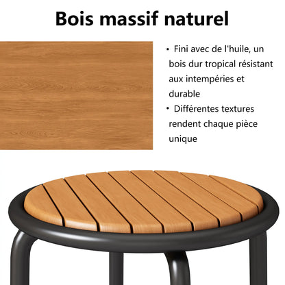 3-Delige Tuinset – Balkonset – Terrasmeubelen – Buitenmeubelset – Handgeweven Vlechtwerk – Acaciahouten Tafel