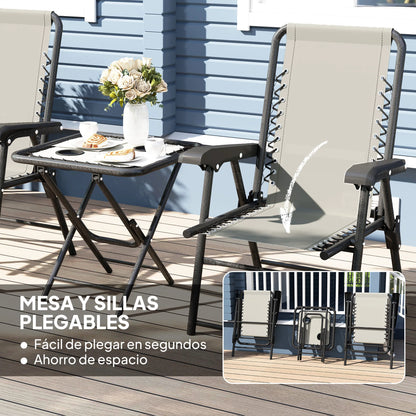 Buitenmeubelset – Tuinset – Balkonmeubelen – Terrasmeubilair – Compact Ontwerp – Gepoedercoat Staal – Textilene Stoelen - 64 x 70 x 87 cm - Donkergrijs