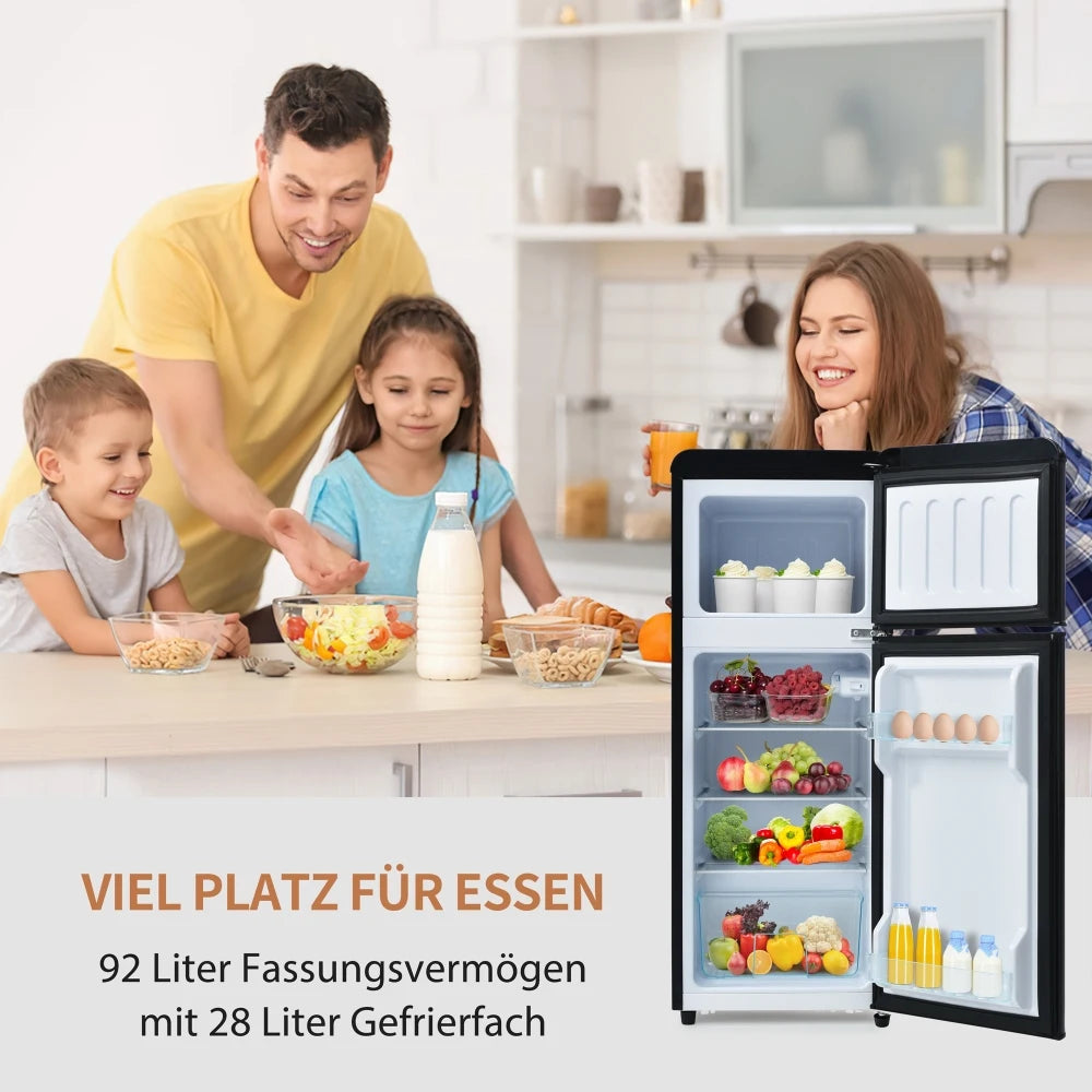 Koelkast – 2-Deurs Koel-vriescombinatie – Mini Koelkast – Tafelmodel – Energiezuinig – 92 Liter Inhoud – 7 Temperatuurstanden