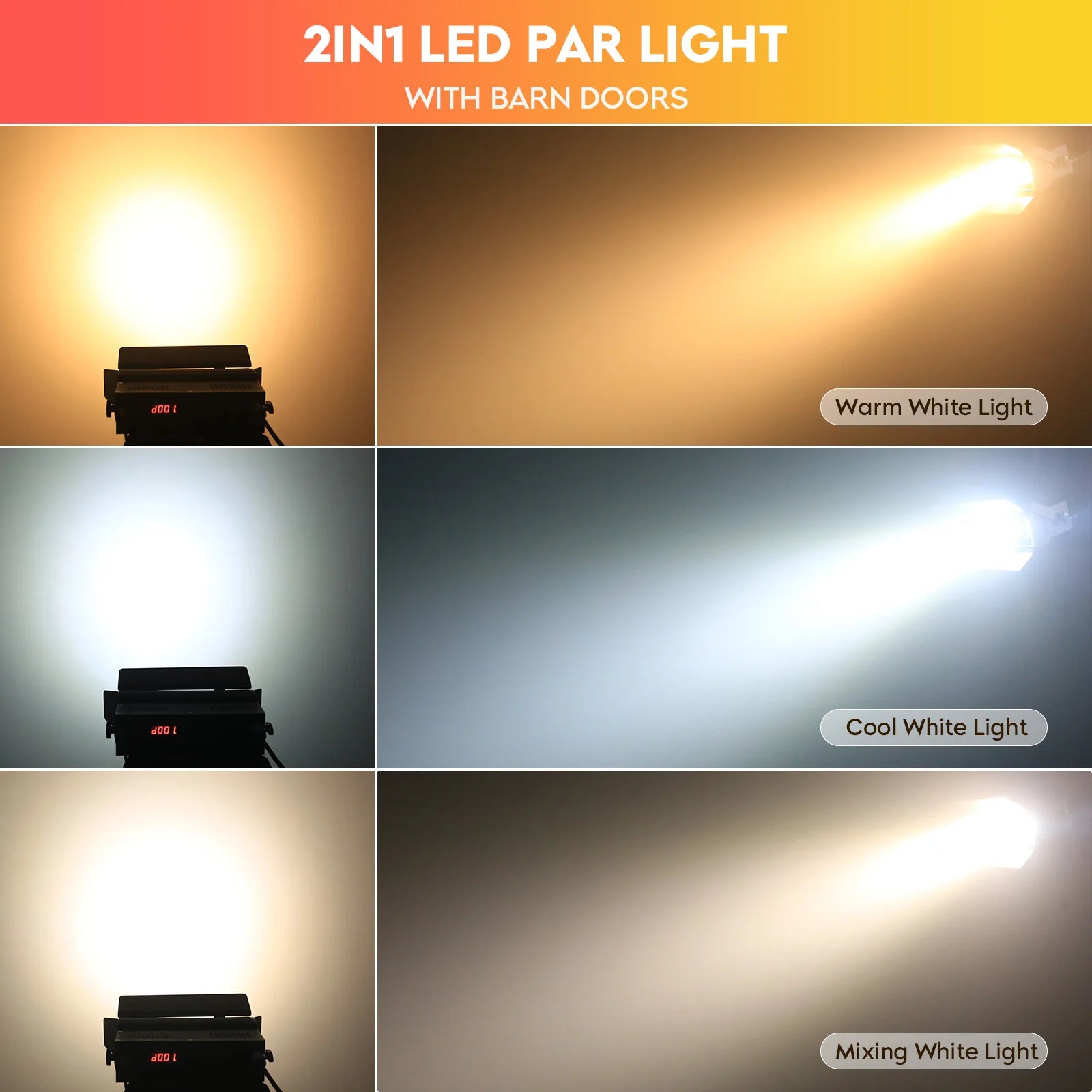 LED Parlicht – Podiumverlichting – DJ Licht – Theaterlamp – Feestverlichting – 200W COB LED – Warm & Koud Wit Licht – DMX512 Sturing – EU Stekker 2PCS - QUORE