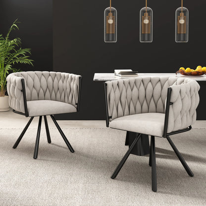Eetkamerstoelen – Stoelen – Draaistoelen – Linnen Stoelen – Comfortabel Zitvlak – Ergonomische Rugleuning – Vierpoots Metalen Frame