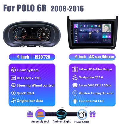 Dashboardpaneel – Digitale Cluster – Auto Display – Interieur Paneel – Navigatie Scherm – 9 Inch HD IPS Scherm – Android 13.0 Systeem – 8GB RAM 128GB Opslag