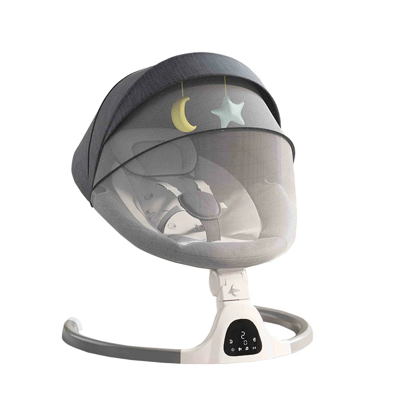 Elektrische Schommelstoel - Wiegstoel voor Baby's - Elektrische Wipstoel - Automatische Schommelstoel - voor Baby - met Vijfpunts Gordel en Afstandsbediening - Bluetooth - Grijs