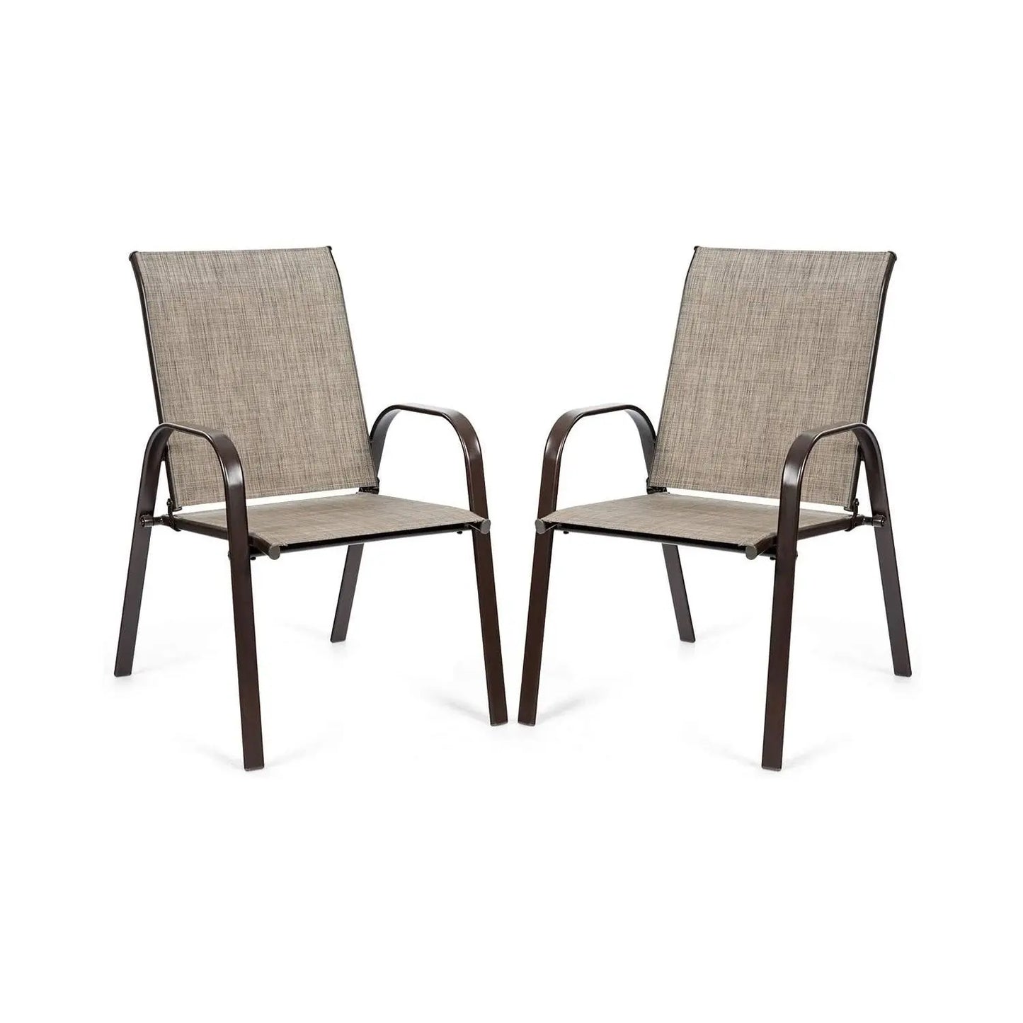 Set van 2 tuinstoelen met armleuningen, terrasstoelen van textiel en metalen frame - balkonstoelen tot 200 kg belastbaar - voor tuin - balkon - zwembad - 56 x 72 x 90 cm (grijs)