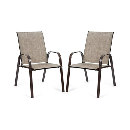 Set van 2 tuinstoelen met armleuningen, terrasstoelen van textiel en metalen frame - balkonstoelen tot 200 kg belastbaar - voor tuin - balkon - zwembad - 56 x 72 x 90 cm (grijs)