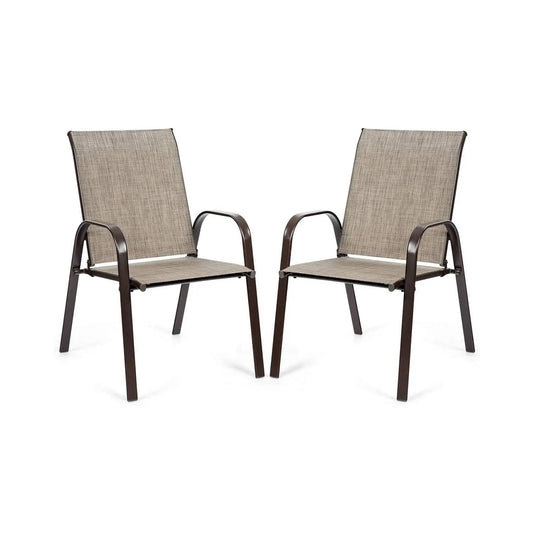 Set van 2 tuinstoelen met armleuningen, terrasstoelen van textiel en metalen frame - balkonstoelen tot 200 kg belastbaar - voor tuin - balkon - zwembad - 56 x 72 x 90 cm (grijs)