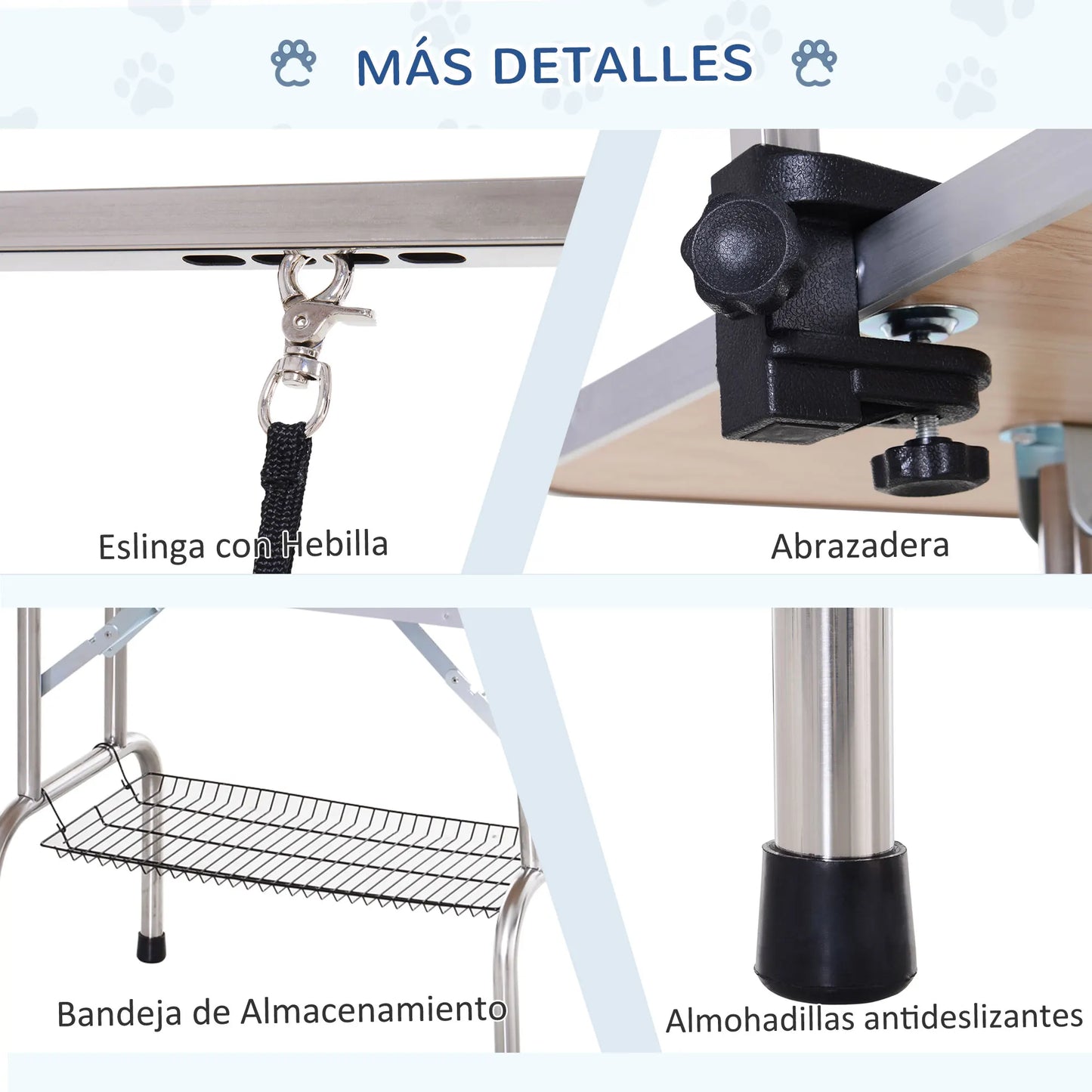 Hondentrimtafel – Hondentafel – Trimmtabel – Verzorgingstafel – Inklapbare Trimmtafel – Zwart – Anti-Slip Werkblad – Opbergmand Onder Tafel - QUORE