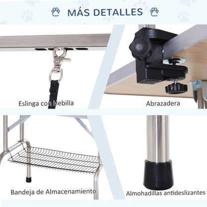 Hondentrimtafel – Hondentafel – Trimmtabel – Verzorgingstafel – Inklapbare Trimmtafel – Zwart – Anti-Slip Werkblad – Opbergmand Onder Tafel - QUORE