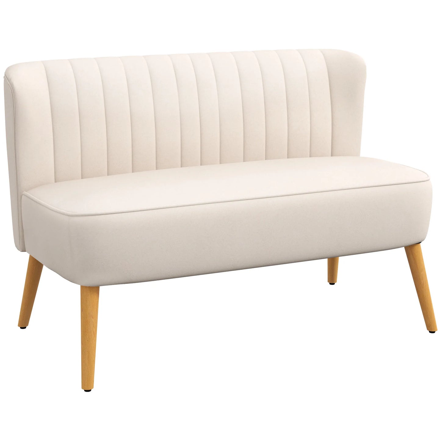 Twee-zitsbank – 2-zitsbank – Loveseat – Zitbank – Bankstel – Scandinavisch Design – Velvet Stof – 117 cm Breed – Comfortabele Zitting - Wit
