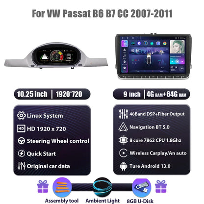 Digitaal Dashboard VW Passat – Digitale Cluster – LCD Paneel – Multimedia Display – Android Cockpit – 10,25 Inch HD Scherm – Plug & Play Installatie
