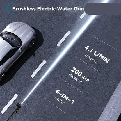 Draadloze Hogedrukreiniger - 200 Bar - 3500W Brushless Motor - Draagbare Ontwerp - 6-in-1 Spuitmond - Voor Auto - Tuin en Terras - Gebruiksvriendelijk - Zonder Accu
