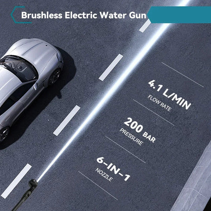 Draadloze Hogedrukreiniger - 200 Bar - 3500W Brushless Motor - Draagbare Ontwerp - 6-in-1 Spuitmond - Voor Auto - Tuin en Terras - Gebruiksvriendelijk - 1 Accu's met 1 Lader
