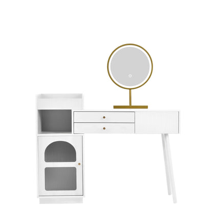 Make-Up Tafel – Kaptafel – Make-Up Bureau – Beauty Meubel – Driedubbele LED-Verlichting – Ruime Opbergruimte - Wit