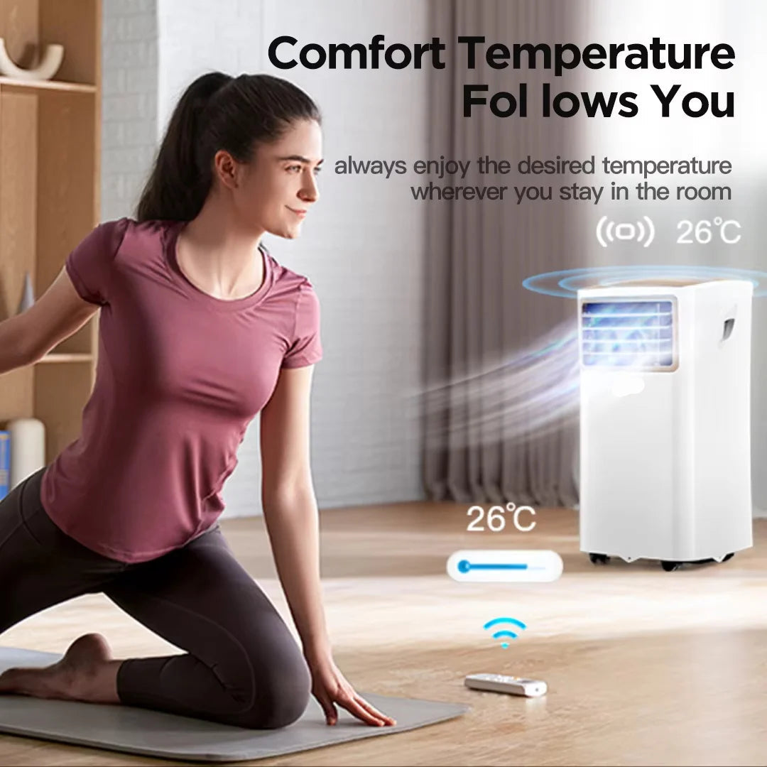 Mobiele Airco - Draagbare Airconditioning - Mini-Airconditioning - voor Koelen - Ventileren - Ontvochtigen - 7000 BTU - 2.0 kW - Kamergrootte tot 68 m³ - 63 dB - App-bediening - Alexa - Google Home - IFTTT - Wit