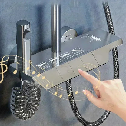 Digitale Douchekraan Set – Douchezuil – Elektronische Kraan – Thermostaatkraan – Douchethermostaat – LED Display – Koper Met Hydro-elektrische Energie