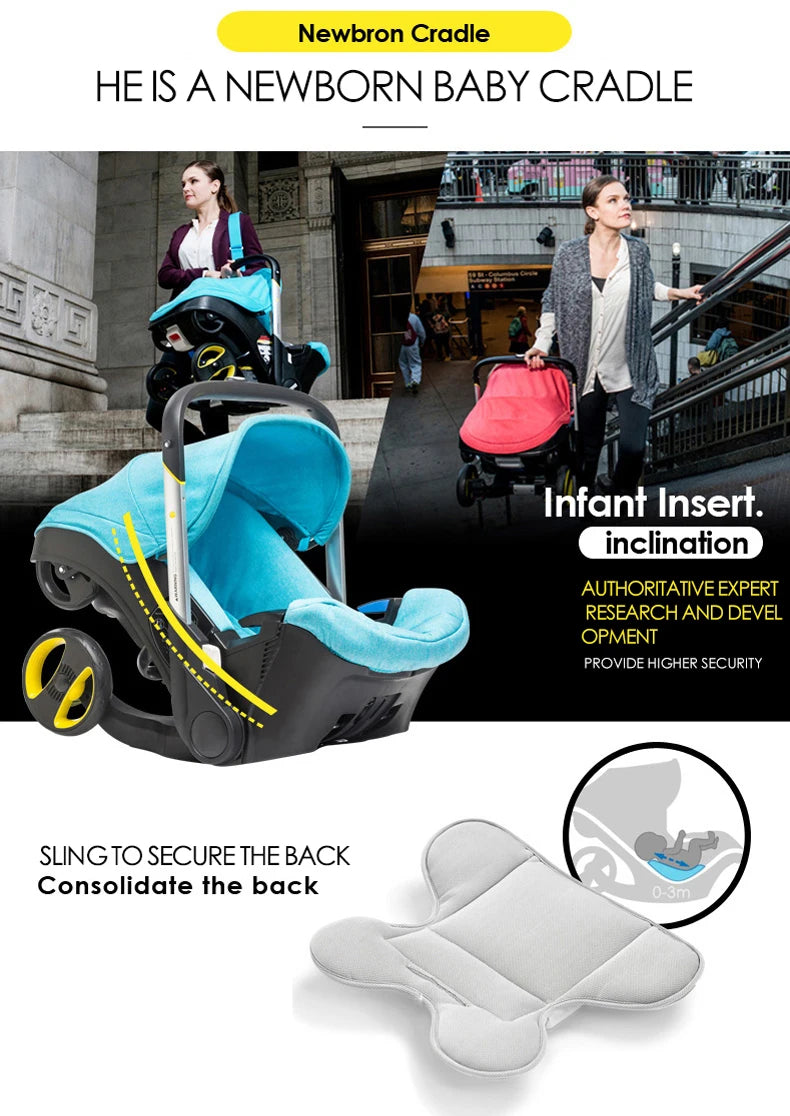 Compact Baby Stroller Car Seat 2 in 1 Easy Folding Portable Pushchair EU R44 Certified Safety Travel System for Newborn