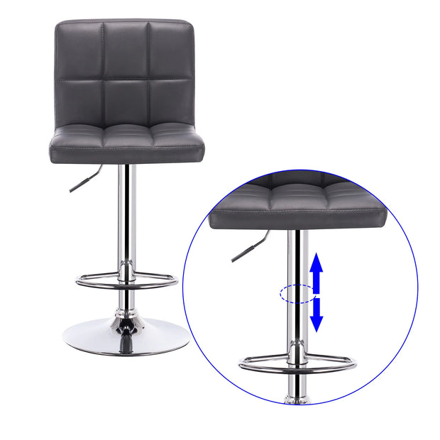 Barkruk - Met Rugleuning - Stoel - Verstelbare Hoogte - Kunstleren Zitting - 360° Draaibaar - Metalen Frame - Wit