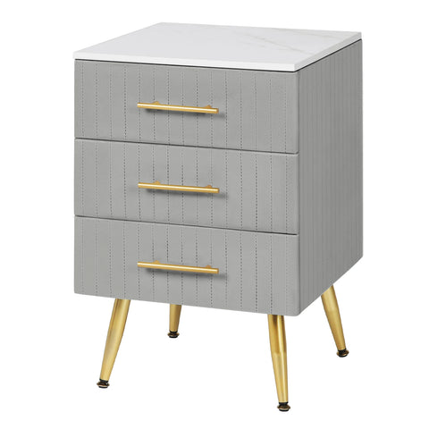 Bijzettafel - Bedtafel - Nachtkastje - Slaapkamer tafel - Nachtkastje met lades - slaapkamer meubilair - 3 Laden - 80kg - Grijs