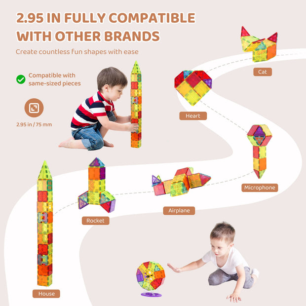 Bouwstenen - Bouwsteenspeelgoed - Mega Bloks - 180PCS - Magnetische Bouwstenen - Bouwset voor Kinderen - Educatief Speelgoed - Voor Kinderen Verjaardagscadeaus