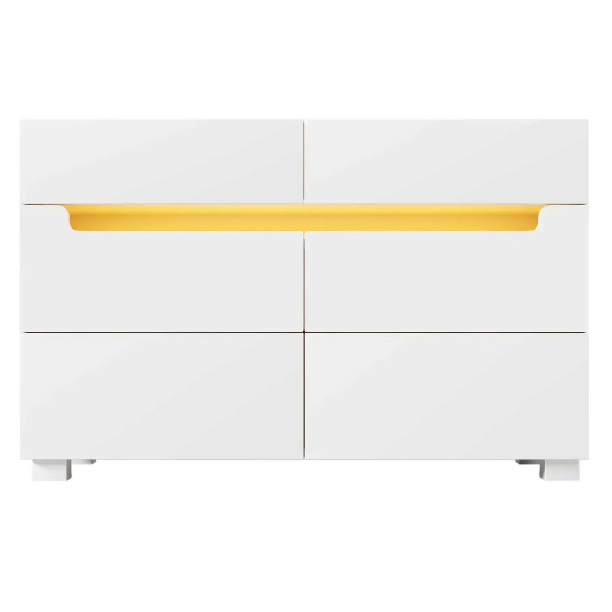 Ladekast – Opberger – Kast Met Lades – Meubel – Slaapkamerkast – 6 Ruime Lades – Smart LED-Verlichting - QUORE