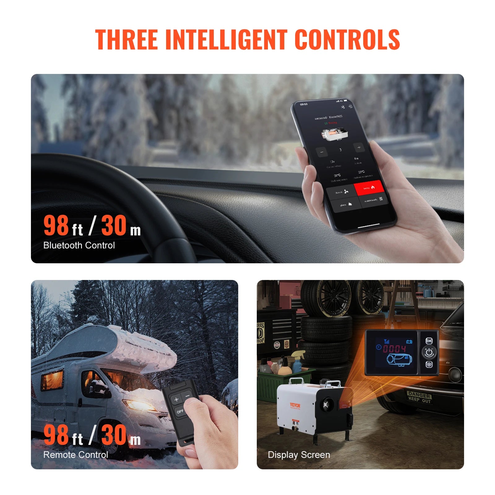 SucceBuy 8KW Diesel Heater 12V/24V All in One Diesel Air Heater Bluetooth/LCD Display/CO Alarm Car Heater for Vehicle/Outdoor - QUORE
