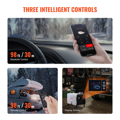 SucceBuy 8KW Diesel Heater 12V/24V All in One Diesel Air Heater Bluetooth/LCD Display/CO Alarm Car Heater for Vehicle/Outdoor - QUORE