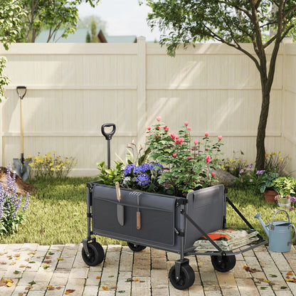 Bolderkar - Transportkar - Handkar - Bolderkar Opvouwbaar - Bolderwagen - met Achterdeur en Wielen - Bolderkarren - Tuinkar - voor Picknick, Strand en Tuin - 200L Grote Capaciteit - Zwart