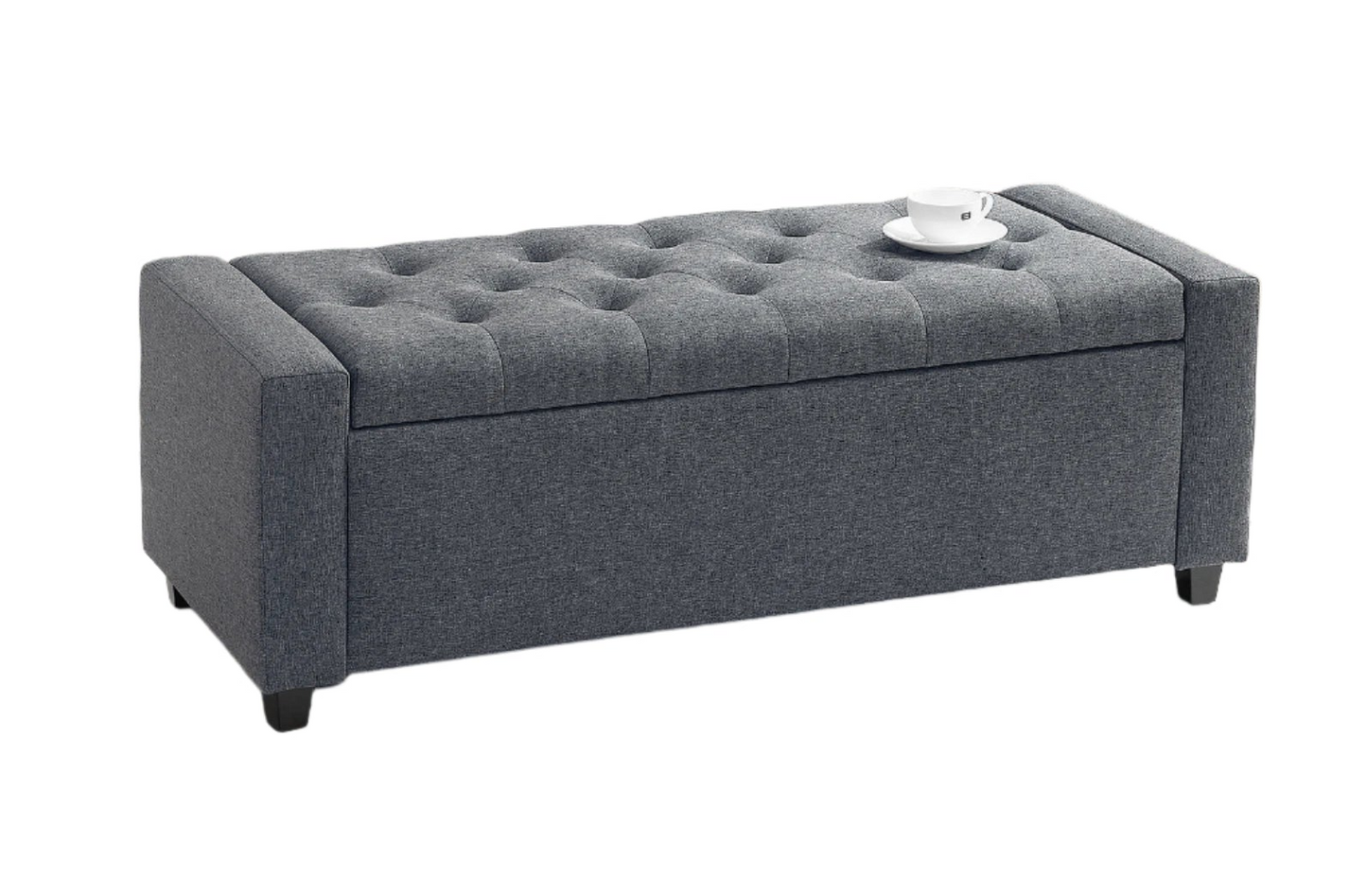 Poef – Voetenbank – Zitpoef – Opbergpoef – Compact Ontwerp – Hoogwaardig Stof – Multifunctioneel - 123 x 50 x 42 cm - Grijs