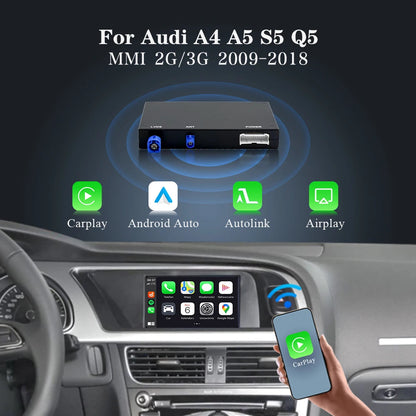Android Auto Smart Adapter – Draadloze CarPlay Adapter – Bluetooth Interface – MMI 2G 3G Connector – AirPlay MirrorLink Ondersteuning – Plug & Play Installatie – Snelle Wifi Verbinding - QUORE
