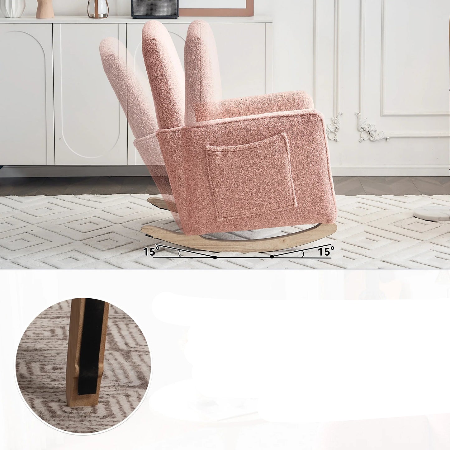 Schommelstoel - Rocking Chair - Relaxstoel - Lounge Stoel - met Kruk - Schommelstoelen Tuin - Hoge Rugleuning –  Fauteuil - Voedingsstoel - Comfortabel & Stijlvol voor Woonkamer - Wit - QUORE