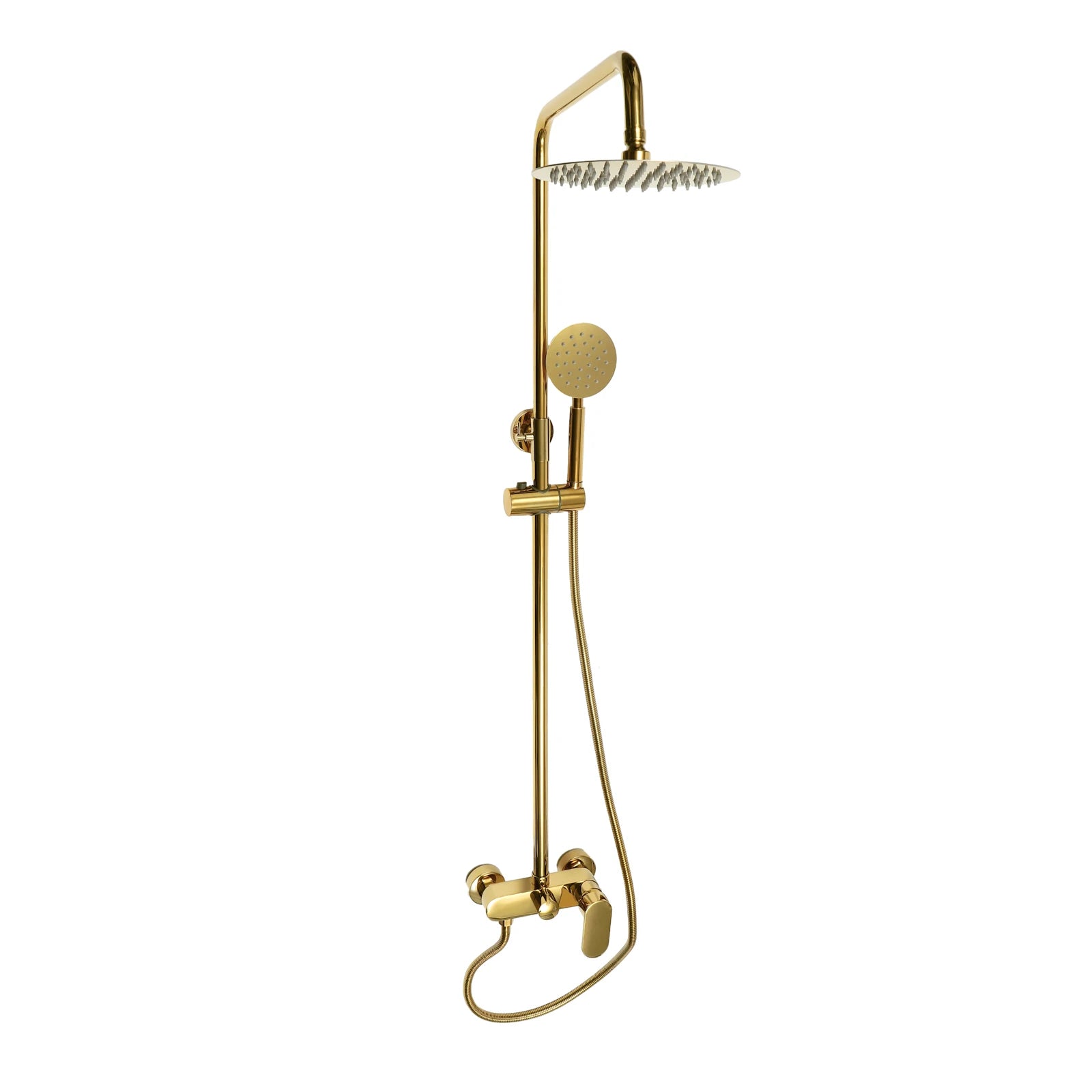 Douche - Regendouche - Douchewand - Douchekolom - Douchepanelen - Wandgemonteerde Regendoucheset - Verstelbare Hoogte - 3 Straalsoorten & Enkelhendel Mixer - Gouden - QUORE