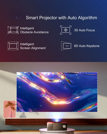 Mini Beamer - Projector - Digitale Beamer - Draagbaar - 1080P - met  Obstakel Vermijden - Autofocus - 6D Keystone - 5G Wifi - Bluetooth - 900 ANSI - 90W - LCD-scherm - 3.5Mm Koptelefoon - HDMI - USB - Grijs
