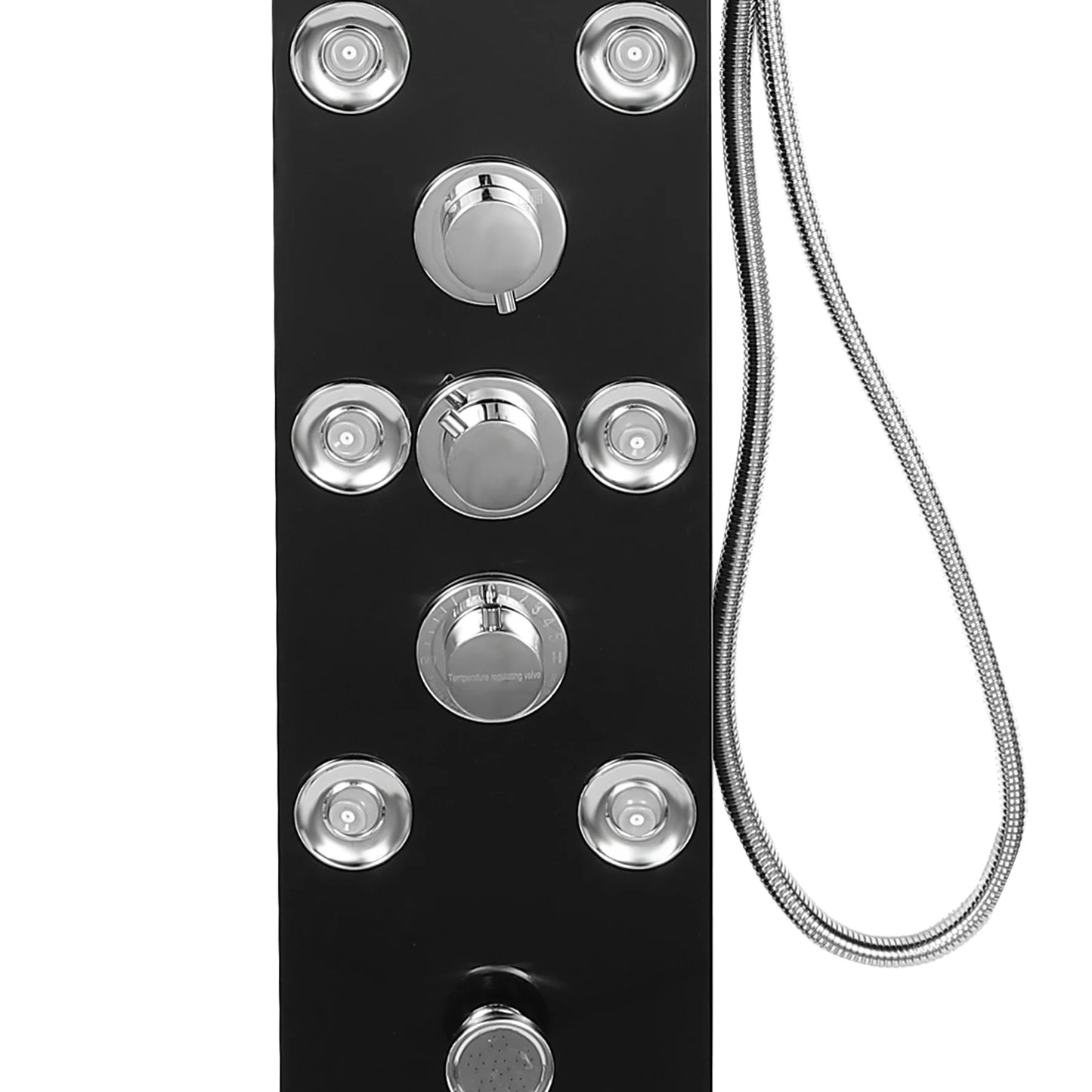 Douche - Regendouche - Douchewand - Douchekolom - Douchepanelen - 6-in-1 - Douchepaneel met LED - Regendouche - Waterval - Massage Jets & Handdouche - Zwart
