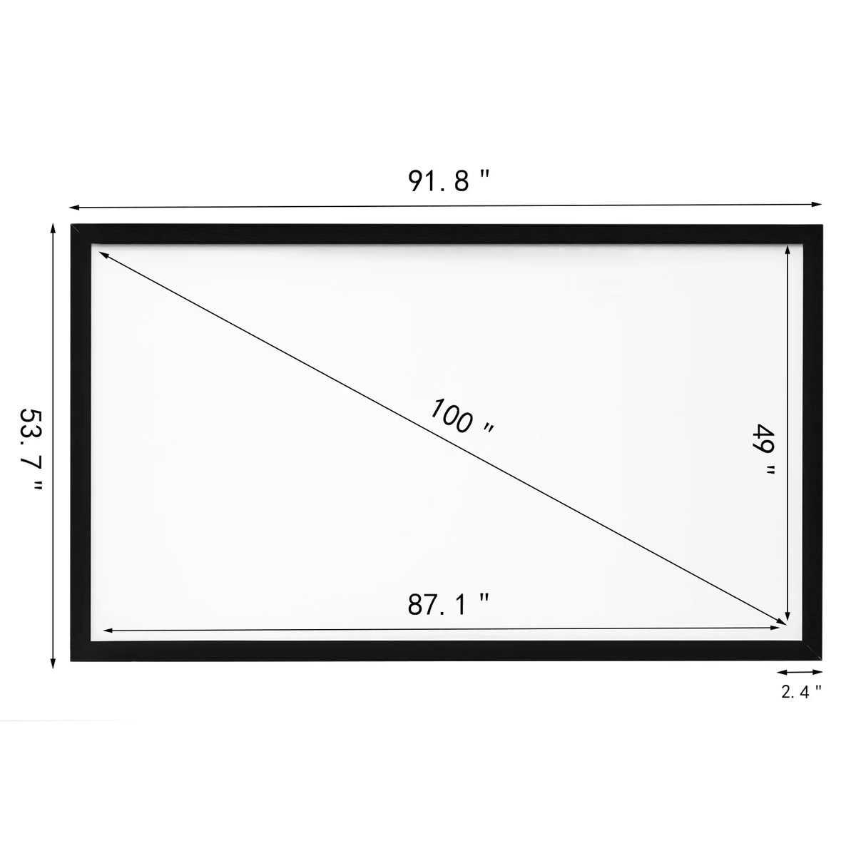 Vevor - Beamer Scherm - Projector Screen - Projector Scherm - Projector Doek - Draagbare Beamer - 100in - 16:9 - Projector Scherm voor Beamer - Home Cinema Thuisbioscoop - QUORE