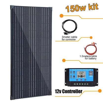 Zonnepaneel - Zonnepanelen - Zonne-energie - Zonne-kit - 12V Module - Aluminium Frame Lichtgewicht Fotovoltaïsch Paneelsysteem - 150W - 1 Stuks - Waterdicht - voor Boot - Camper - Caravan - RV - Tuin