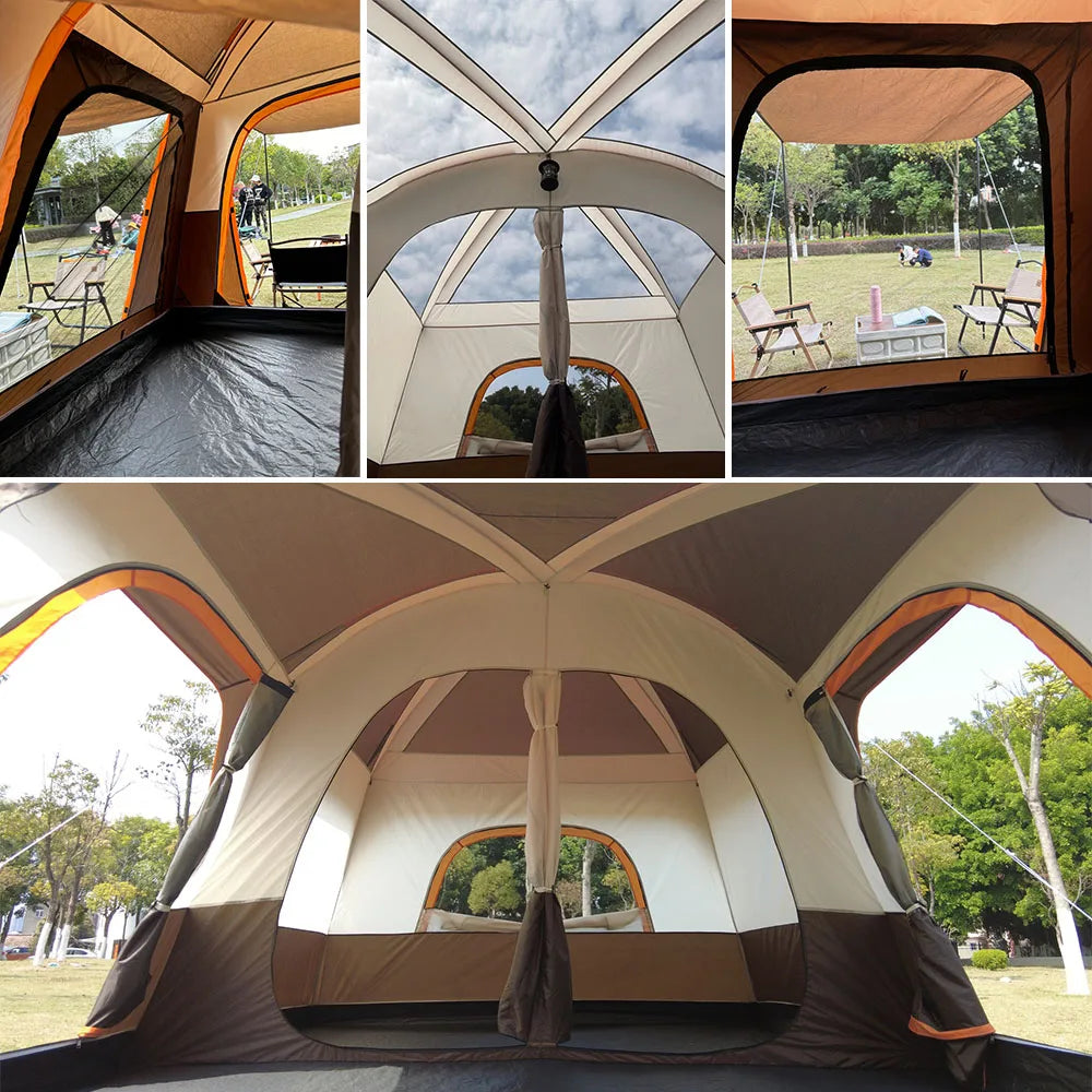 Tent – Kampeertent – Familie Tent – Groepstent – Waterdicht Polyester – Aluminium Frame – 8+ Personen - 430x305x200cm - Rustiekbruin
